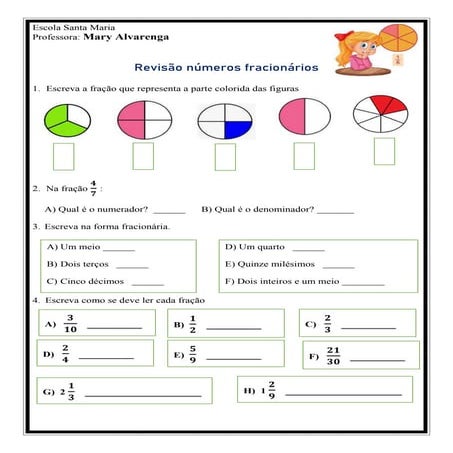 Matemática - Revisão números fracionários.