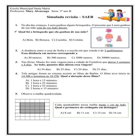 Matemática  - revisão provinha SAEB / 5º ano