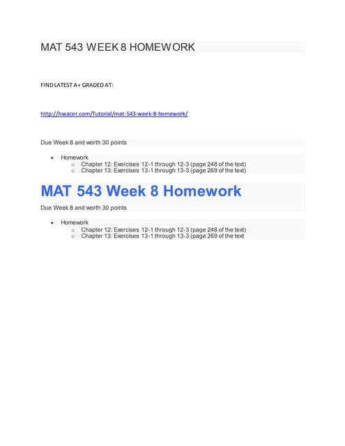 Mat 543 week 6 homework | PDF