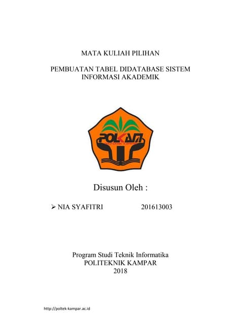 Pembuatan tabel pada database untuk KHS | DOC