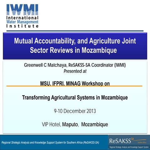 Mutual Accountability, and Agriculture Joint Sector Reviews in Mozambique