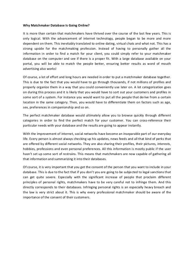 matchmaking database