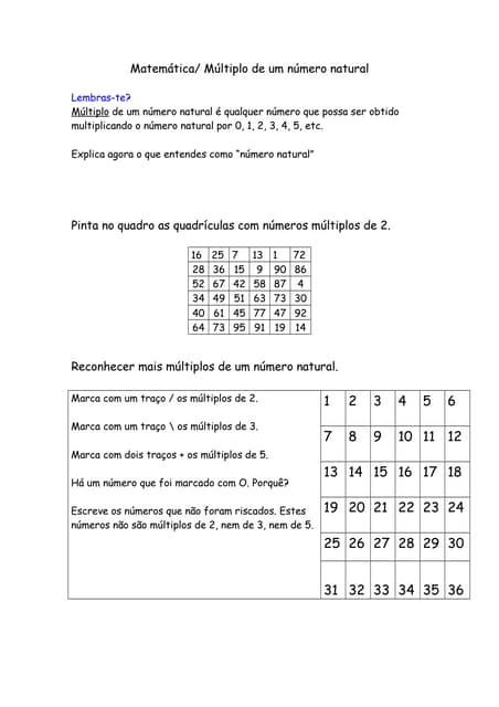 Múltiplos de um números natural | PDF