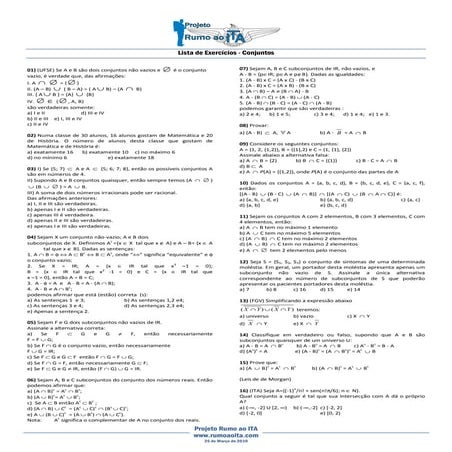 Matematica exercicios conjuntos