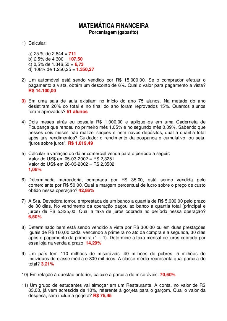 Contas De Porcentagem Exercícios – LHNJ