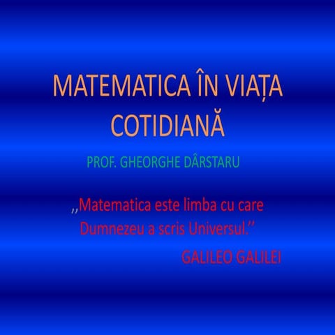Matematica in viata cotidiana