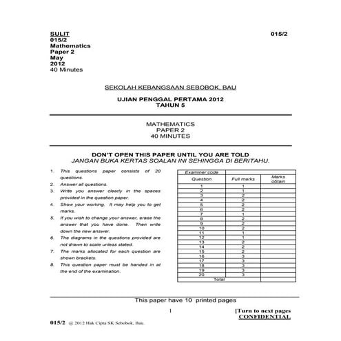 Matematik 5  paper 2