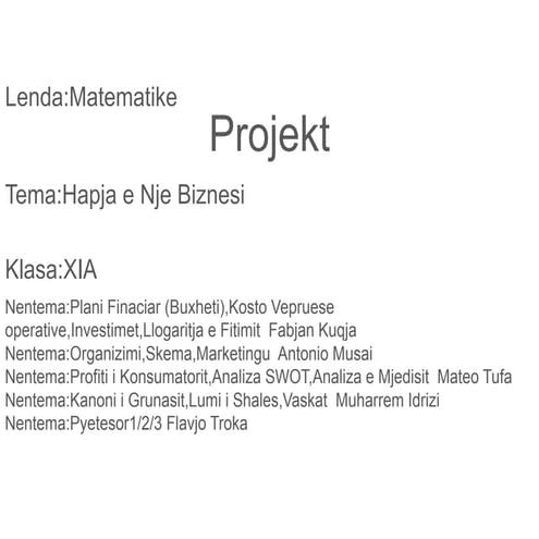 Hapja e nje biznesi matematika klasa 11 a