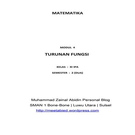 Matematika kelas xi turunan fungsi