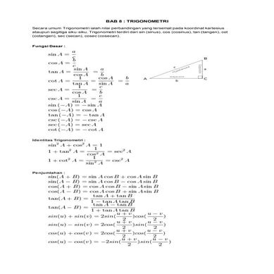 Rangkuman Matematika Wajib (TRIGONOMETRI DAN LIMIT FUNGSI)