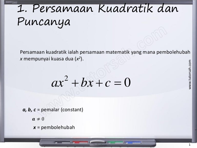 Matematik Tambahan Tingkatan 4 Persamaan Kuadratik Add Math Form 4