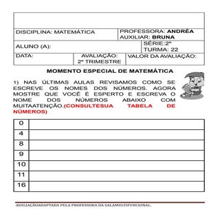Avaliação Matemática