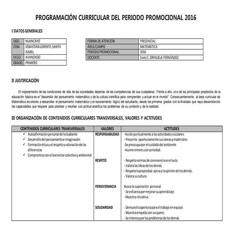 Matemática 1° al 4° sixto