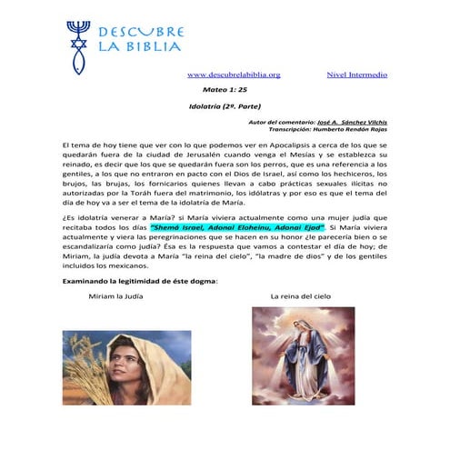 Mateo 1.25 idolatría (2a. parte)