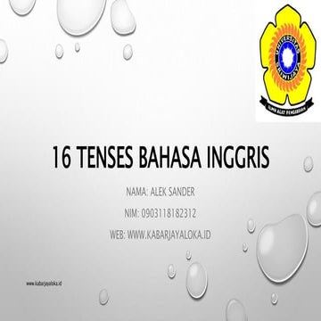 16 Tenses Bahasa Inggris + Rumus + Contohnya