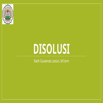 Disolusi Obat 2020 | PPT