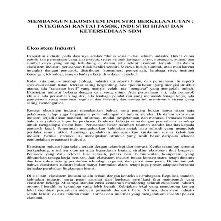 Membangun Ekosistem Industri Berkelanjutan : Integrasi Rantai Pasok, Industri...