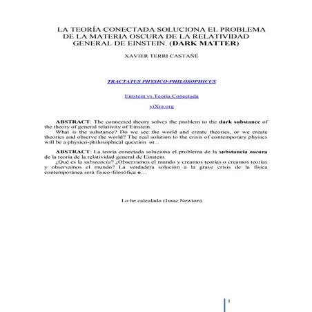 EL PROBLEMA DE LA MATERIA OSCURA (DARK MATTER) DE LA RELATIVIDAD GENERAL DE EINSTEIN