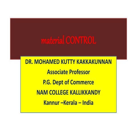 Material in cost accounting