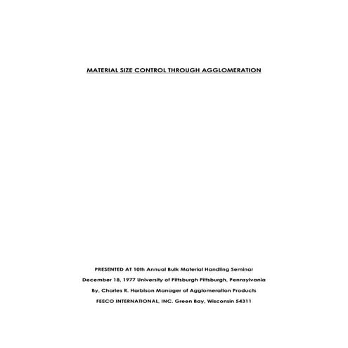 Material Size Control Through Agglomeration | PDF