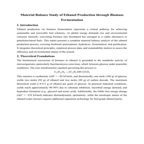 Material Balance Study of Ethanol Production through Biomass Fermentation.docx