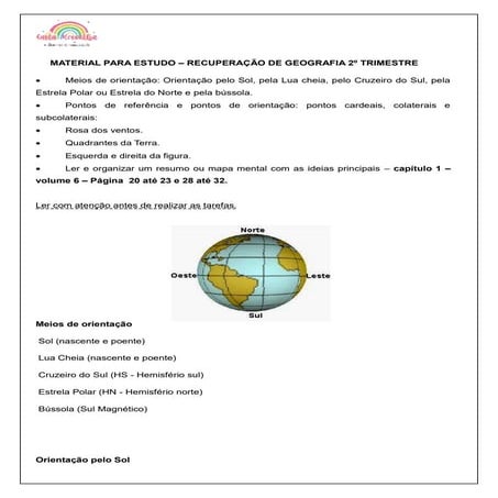 Revisão para recuperação - GEO 5º ano