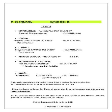 Material de texto 4º de primaria.
