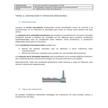 1. Tipos de industria