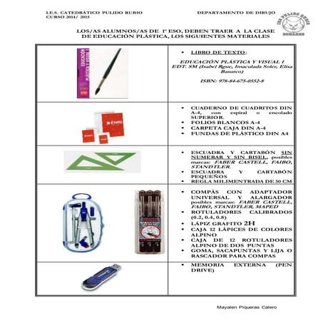 Materiales 1º eso 2014 2015
