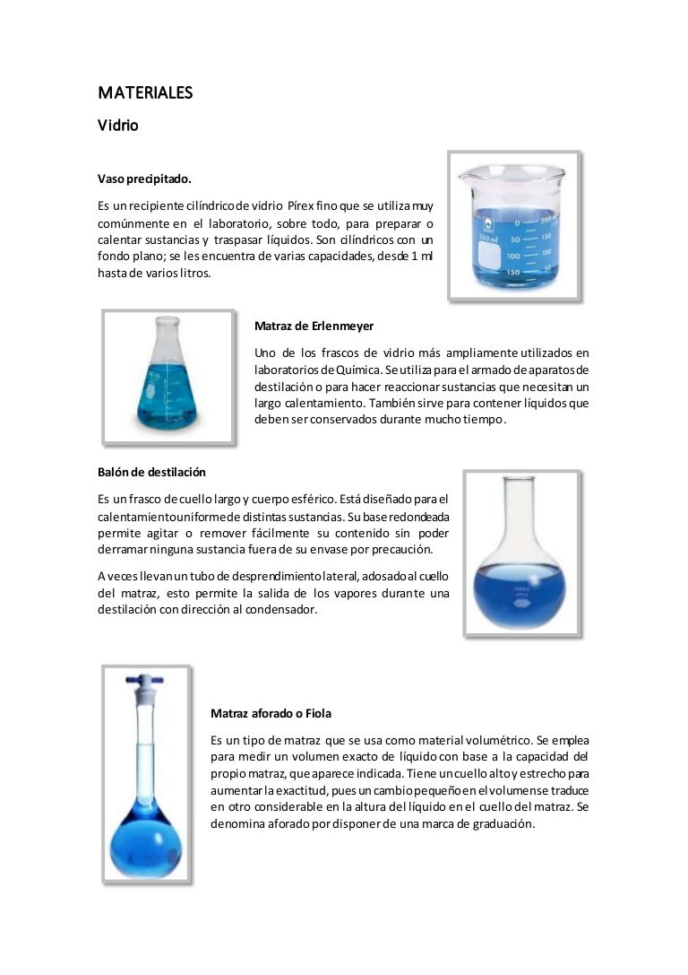 Materiales de laboratorio de Quimica Materiales de laboratorio de Quimica