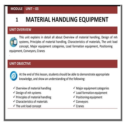 Material handling equipments