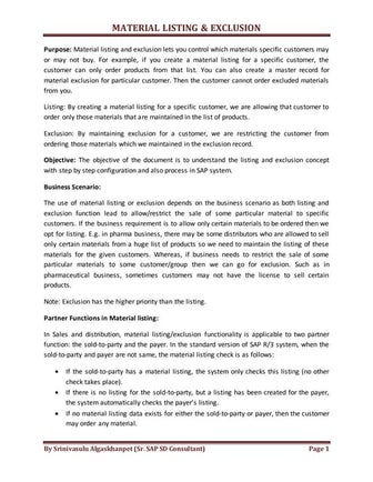 Material listing & exclusion