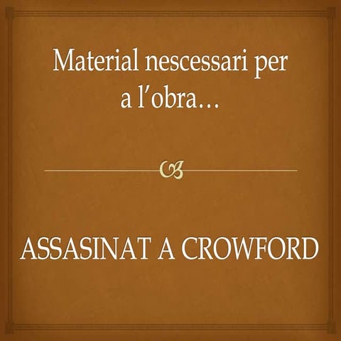Material necesssari per a l’obra "Assassinat a Crowford"
