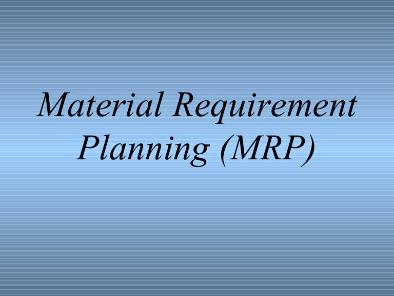 Material requirement planning presentation
