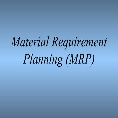 Material requirement planning presentation