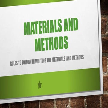 Materials and methods  discuss