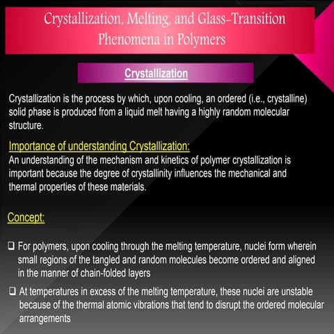 Crystallization,Melting and Tg of different polymeric materials