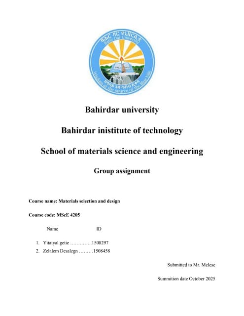 material selection for preparation of glider