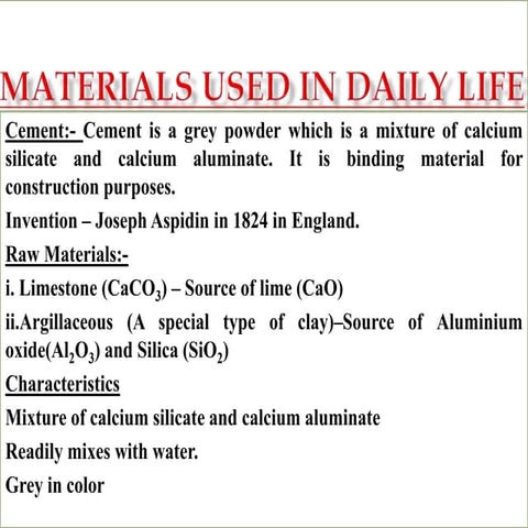 Materials used in daily life Chapter Science SEE Nepal