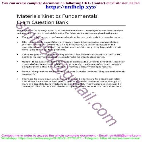 Question Bank: Materials Kinetics Fundamentals by Ryan O'Hayre