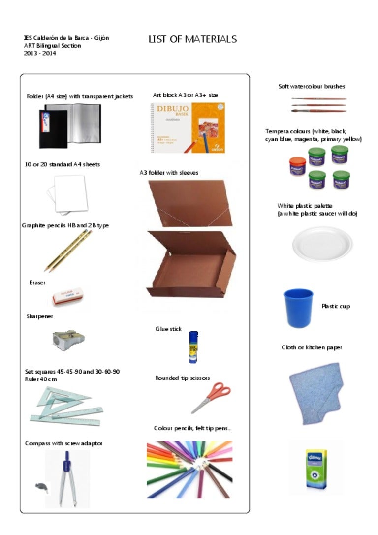 Materials list