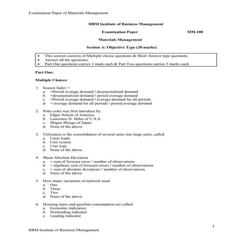 Materials management & inventory management