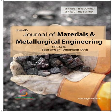 Journal of Materials and Metallurgical Engineering vol 6 issue 3