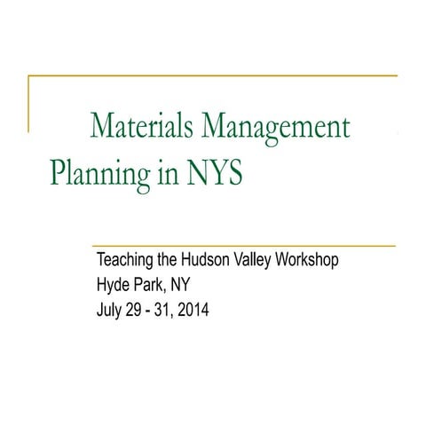Materials Management, Terry Laibach, NYS Dept. of Environmental Conservation
