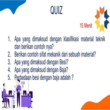 MATERIAL TEKNIK 1 • Definisi material teknik • Klasifikasi material ...