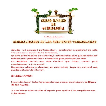 Generalidades de las serpientes