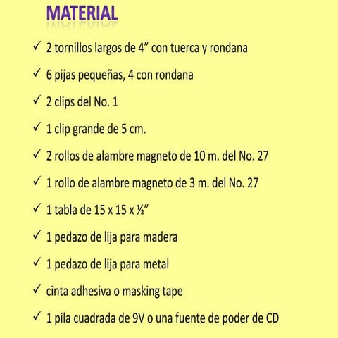 Materiales y herramientas a utilizar