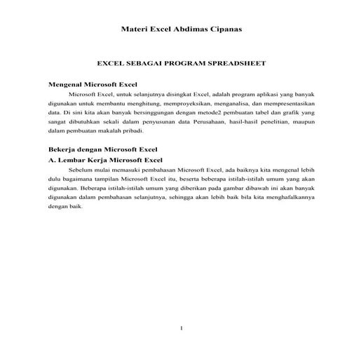 Materi excel abdimas cipanas