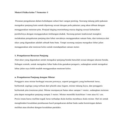 Materi fisika kelas 7 semester 1