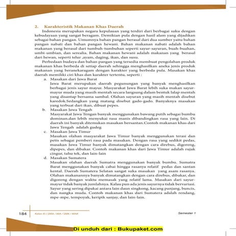 Karakteristik Makanan Khas Daerah
